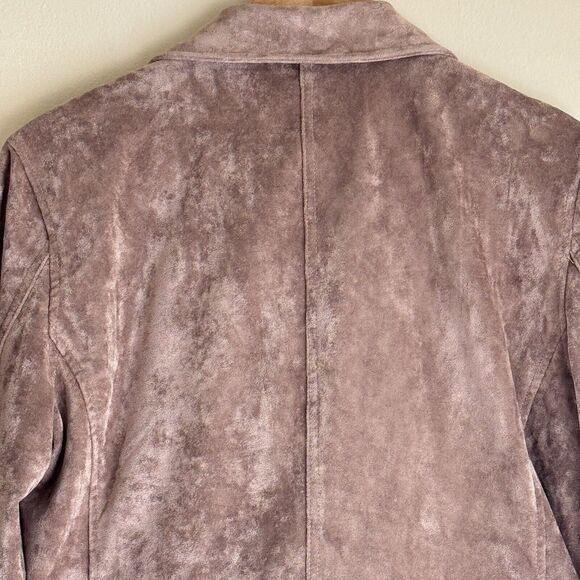 BLANK NYC Faux Suede Moto Jacket Size Large Tan Asymmetrical Zip Up Lined Grunge - Picture 12 of 15